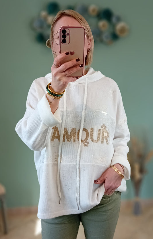 Pull velour blanc