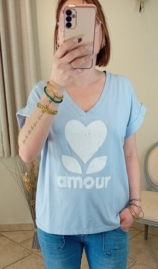 T-shirt "Amour" bleu