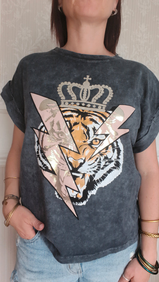 T-shirt noir Tigre