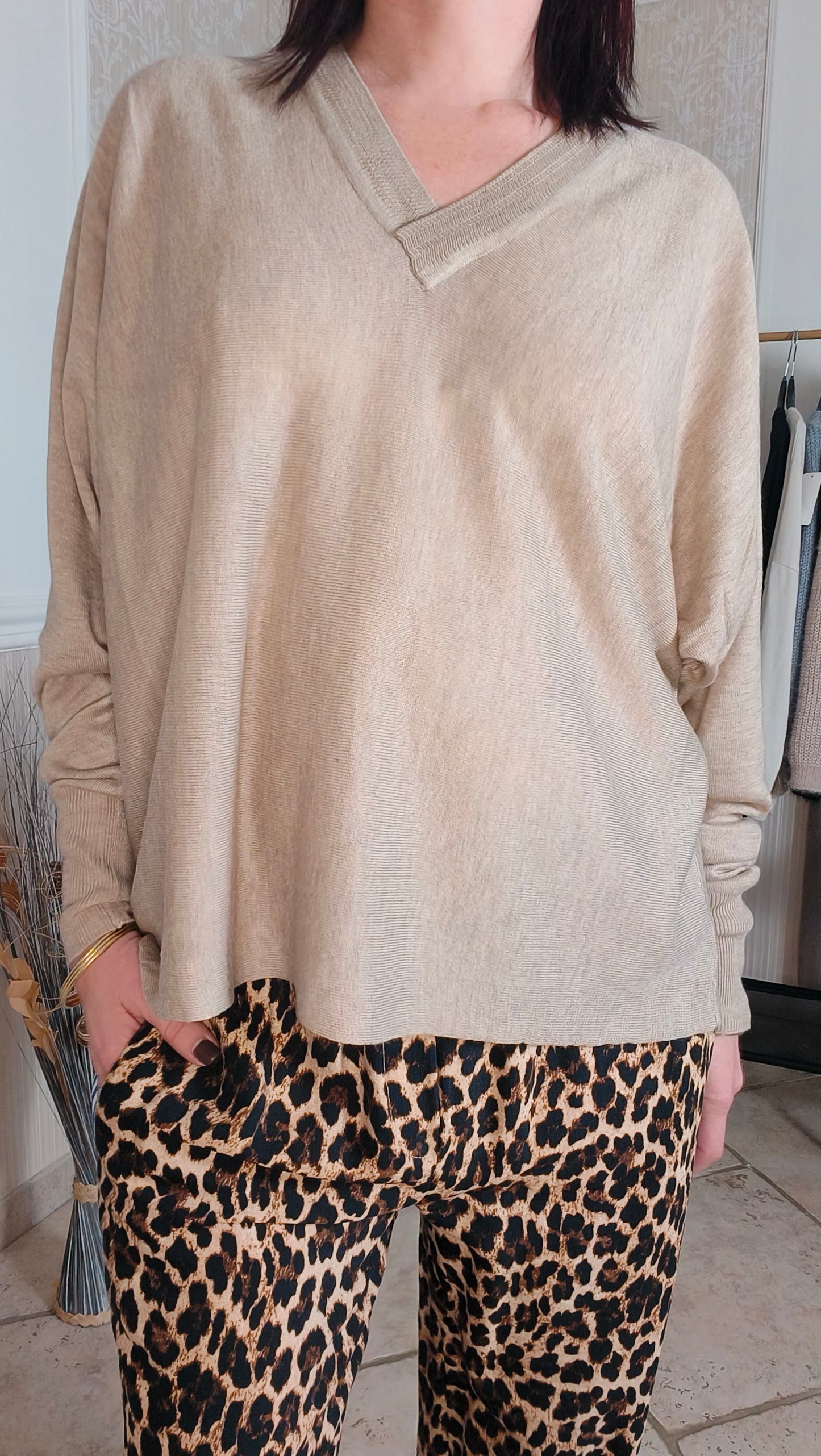 Pull Zela en beige ou bleu