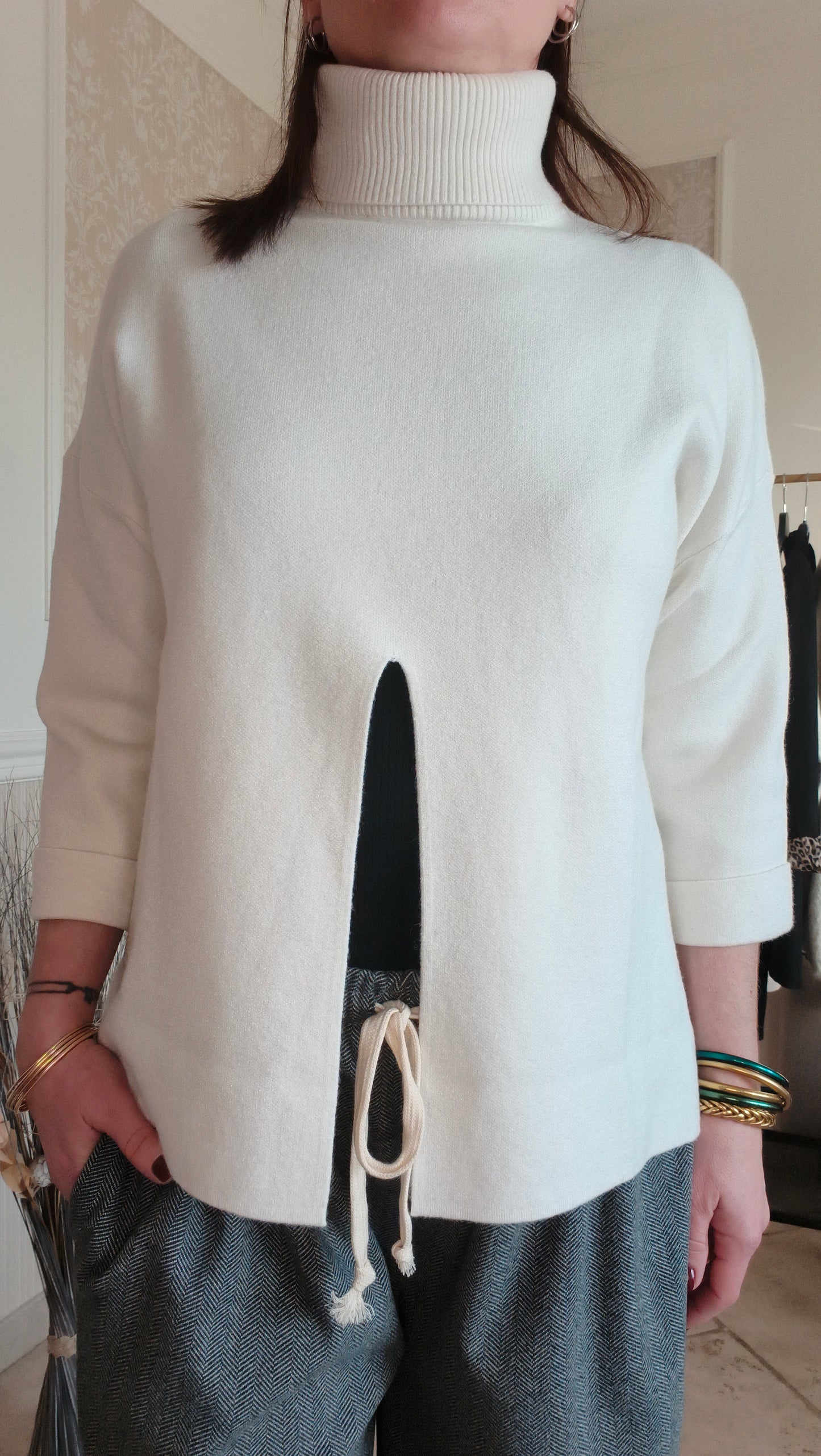 Pull Orlo blanc cassé ou khaki